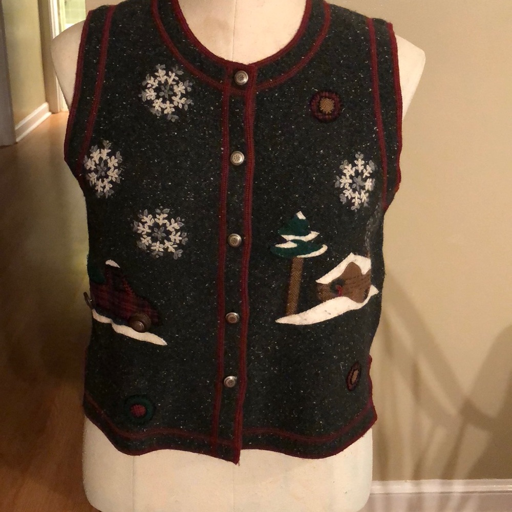 Woolrich lambswool Bringing Home the Tree vest S